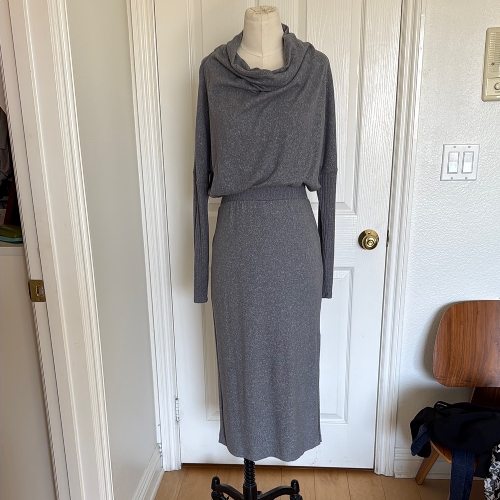 Gray Cowl Neck Sweater Dress by Daily Practice